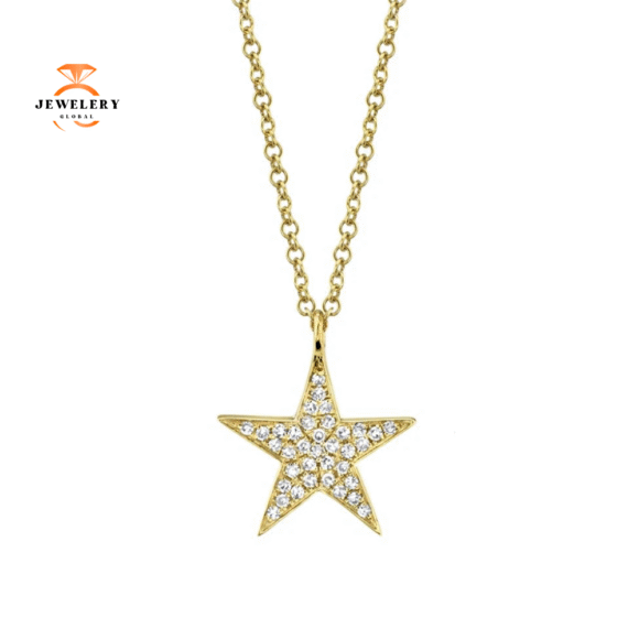 14KT Gold 1/10 CTW Diamond Star Necklace - Image 2