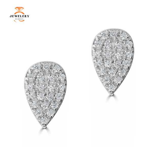 14KT Gold .16 CTW Diamond Pear Stud Earrings - Image 3