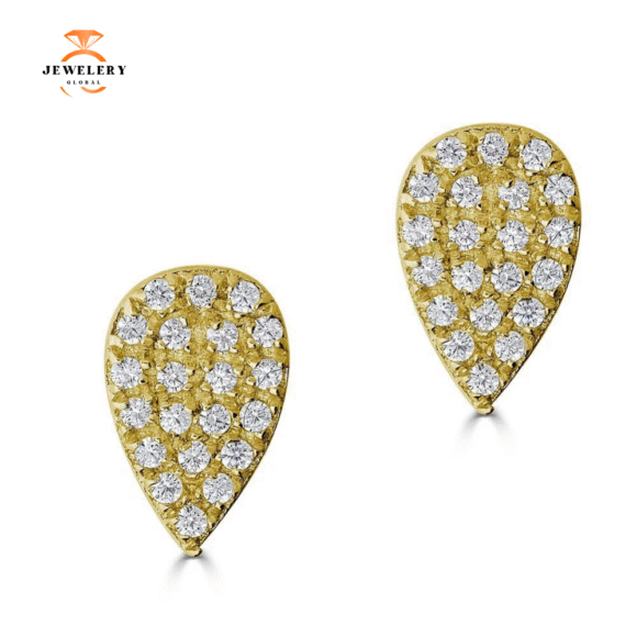 14KT Gold .16 CTW Diamond Pear Stud Earrings - Image 2