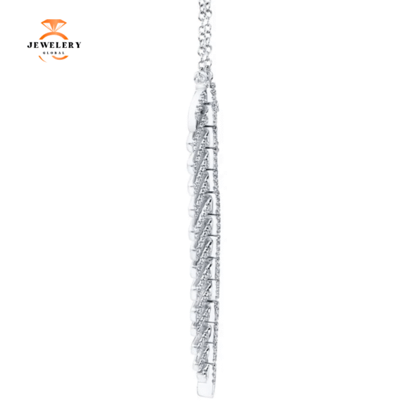 14KT Gold 0.29 CTW Diamond Feather Necklace - Image 2