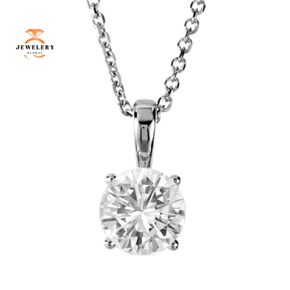 14KT Gold 1.00 CARAT ROUND DIAMOND SOLITARIE NECKLACE - Image 3