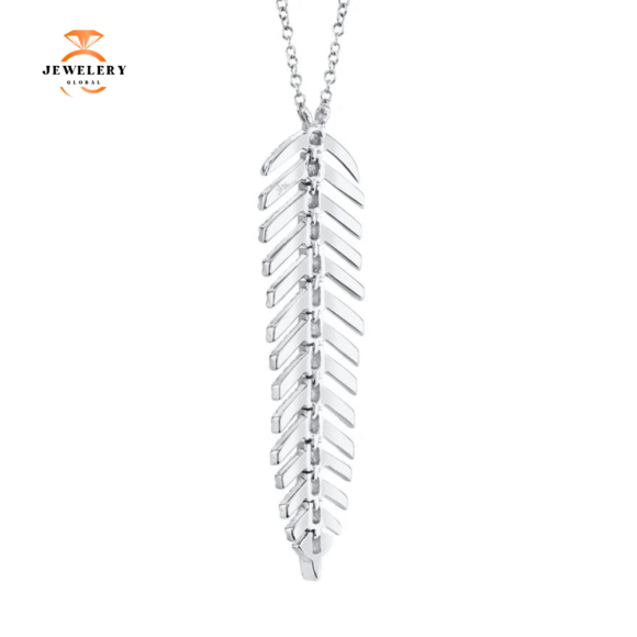 14KT Gold 0.29 CTW Diamond Feather Necklace - Image 3