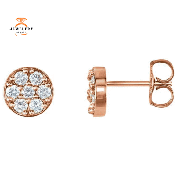 14KT GOLD 3/8 CTW DIAMOND CLUSTER STUD EARRINGS - Image 3