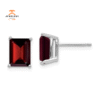 14KT WHITE GOLD 3.40 CTW EMERALD CUT GARNET STUD EARRINGS