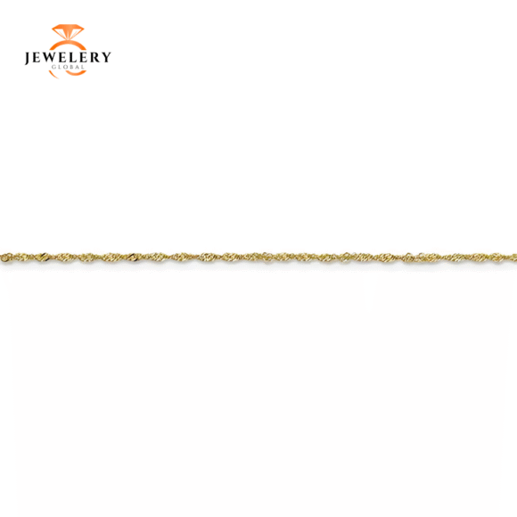 10KT YELLOW GOLD 1.10MM SINGAPORE ANKLET - Image 3