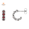 14KT GOLD 1.25 CTW ROUND GARNET J HOOP EARRINGS