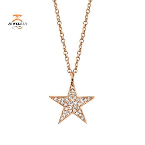 14KT Gold 1/10 CTW Diamond Star Necklace - Image 3