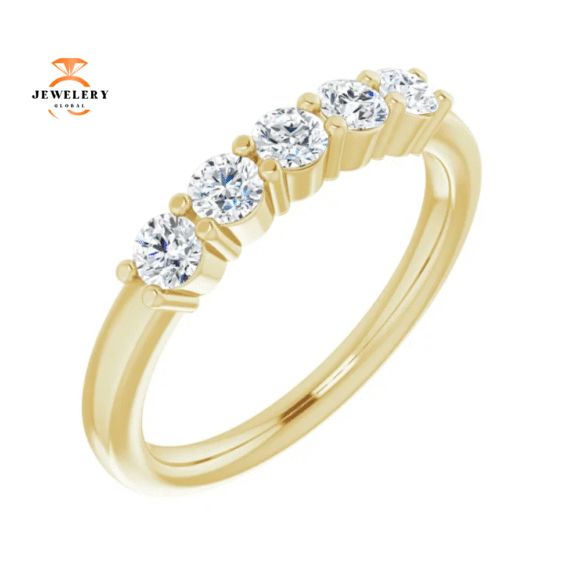 14KT Gold 1/2 CTW Round Diamond 5 Stone Band