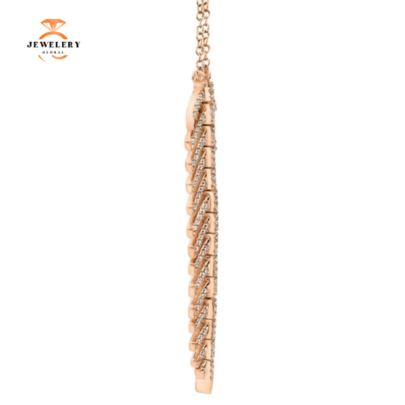 14KT Gold 0.29 CTW Diamond Feather Necklace - Image 8