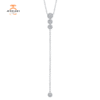 14KT GOLD 0.29 CTW ROUND BRILLIANT DIAMOND HALO LARIAT NECKLACE