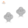 14KT Gold .22 CTW Diamond Clover Stud Earrings