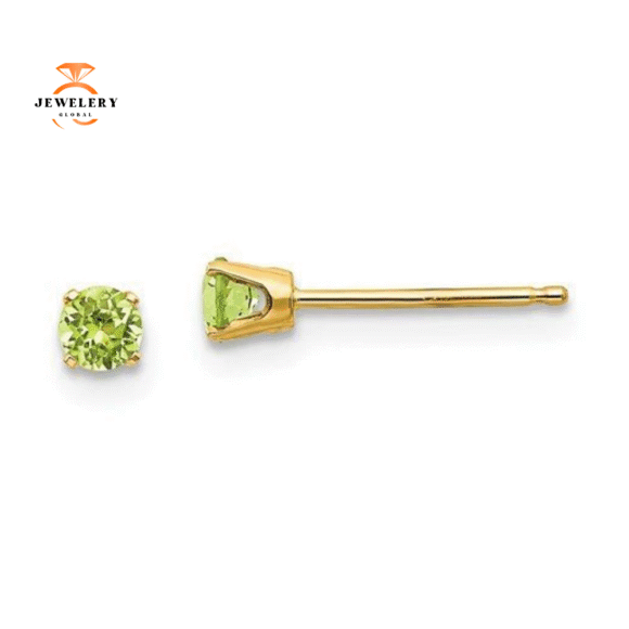 14KT GOLD 1/4 CTW ROUND PERIDOT EARRINGS - Image 3