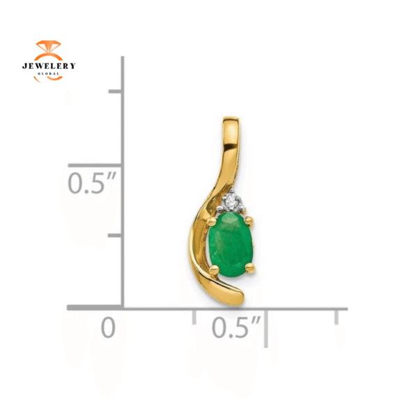 14KT GOLD OVAL EMERALD AND DIAMOND PENDANT - Image 6