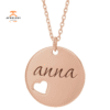14KT GOLD PIERCED HEART ENGRAVABLE DISC 16-18" NECKLACE