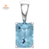 14KT WHITE GOLD 0.90 CT EMERALD CUT AQUAMARINE SCROLL PENDANT