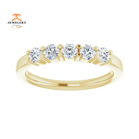 14KT Gold 1/2 CTW Round Diamond 5 Stone Band - Image 2