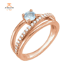 14KT GOLD 0.30 CT AQUAMARINE & 1/4 CTW DIAMOND BYPASS RING
