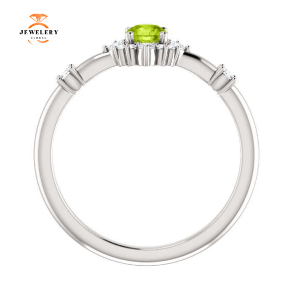 14KT Gold .30 CT Peridot & .16 CTW Diamond Accent Halo Ring - Image 7