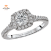 14KT GOLD 3/8 CTW DIAMOND CUSHION HALO SETTING FOR 1 CT CUSHION
