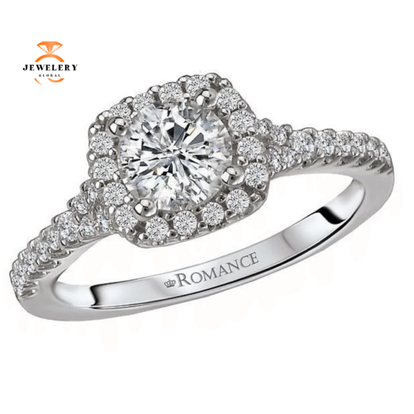 14KT GOLD 3/8 CTW DIAMOND CUSHION HALO SETTING FOR 1 CT CUSHION