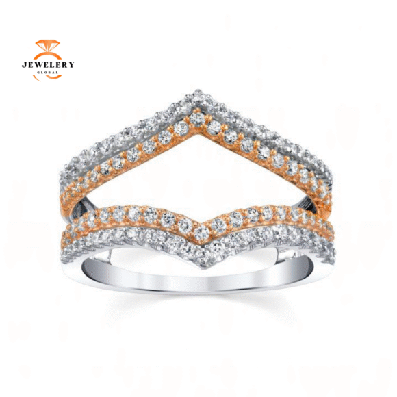 14KT GOLD 5/8 CTW DIAMOND DOUBLE V INSET BAND