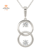 14KT White Gold 0.50CT Round Diamond Double Circle Pendant