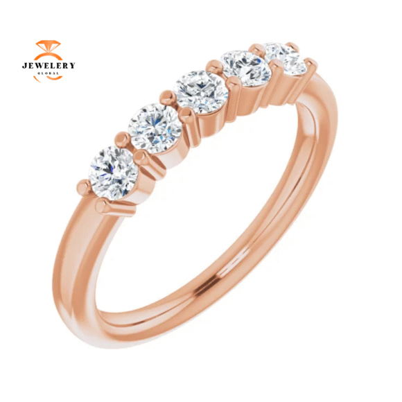 14KT Gold 1/2 CTW Round Diamond 5 Stone Band - Image 3