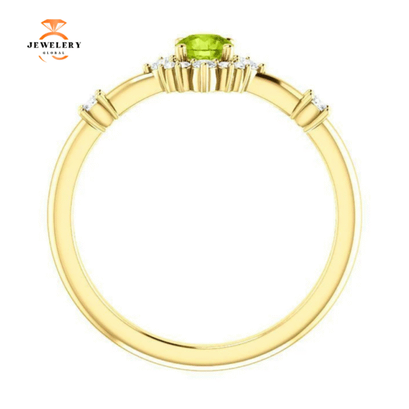 14KT Gold .30 CT Peridot & .16 CTW Diamond Accent Halo Ring - Image 11