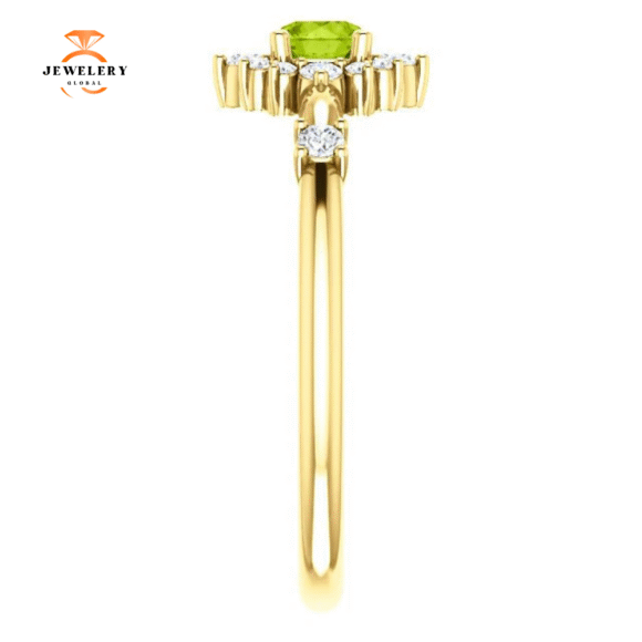 14KT Gold .30 CT Peridot & .16 CTW Diamond Accent Halo Ring - Image 12