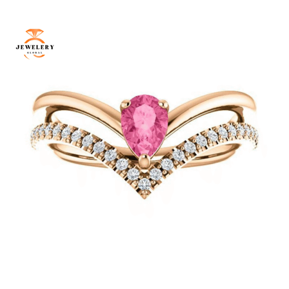 14KT GOLD 1/2 CTW PINK TOURMALINE & 1/6 CTW DIAMOND RING - Image 3