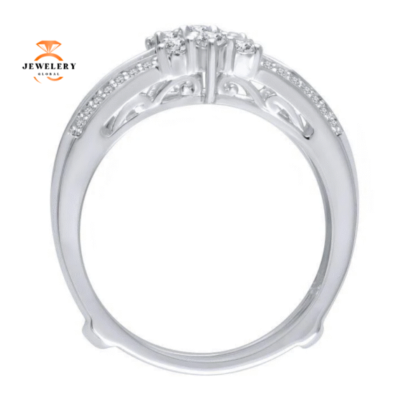 14KT GOLD 1/3 CTW DIAMOND 3 STONE STYLE INSERT BAND - Image 3