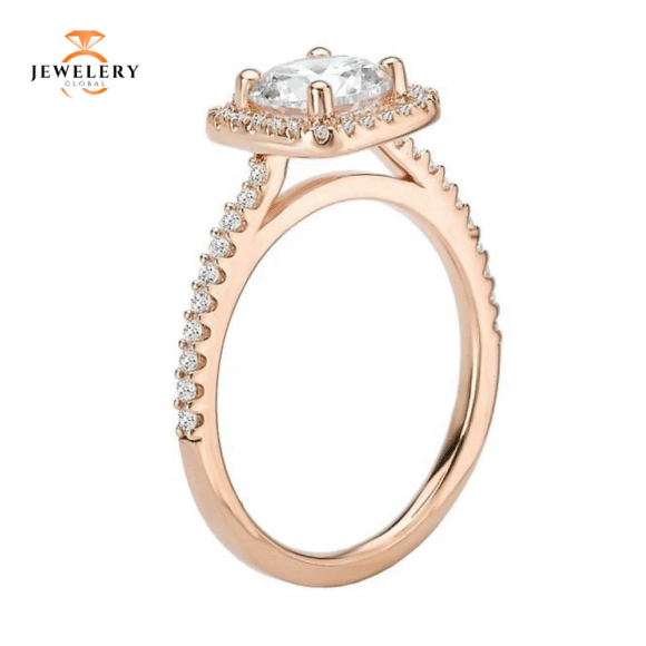 14KT 1/4 CTW DIAMOND SQUARE HALO MOUNTING FOR 1 CT ROUND - Image 4