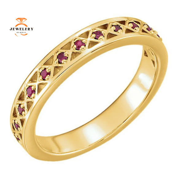 14KT GOLD STACKABLE RUBY BAND - Image 3