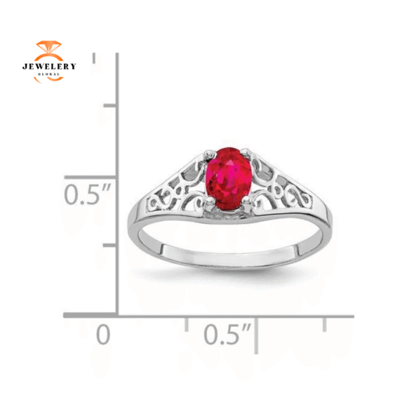 14KT WHITE GOLD 0.60 CTW OVAL RUBY RING - Image 2