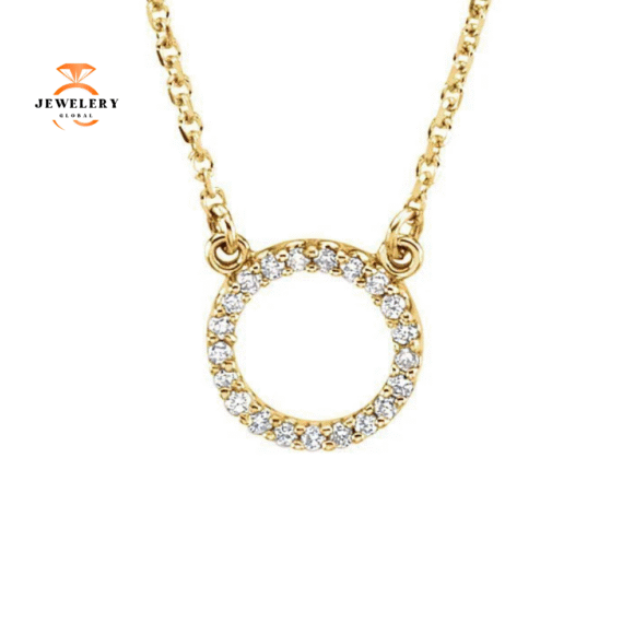 14KT GOLD 1/10 CTW DIAMOND CIRCLE NECKLACE 16" - Image 3