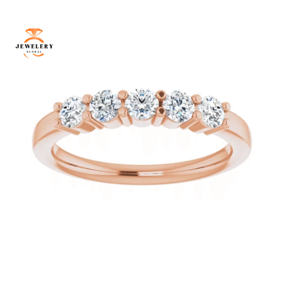 14KT Gold 1/2 CTW Round Diamond 5 Stone Band - Image 4