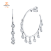 14KT GOLD .45 CTW DIAMOND BEZEL-SET SHAKER HOOP EARRINGS
