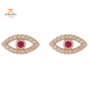 14KT GOLD RUBY & WHITE SAPPHIRE EVIL EYE EARRINGS
