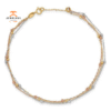 14KT TRI-COLOR GOLD 3-STRAND DIAMOND CUT BEADED ANKLET