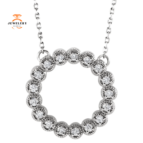 14KT GOLD 1/4CTW ROUND DIAMOND CIRCLE NECKLACE