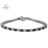 14KT GOLD 3 CARAT SAPPHIRE & 2 1/3 CARAT DIAMOND TENNIS BRACELET
