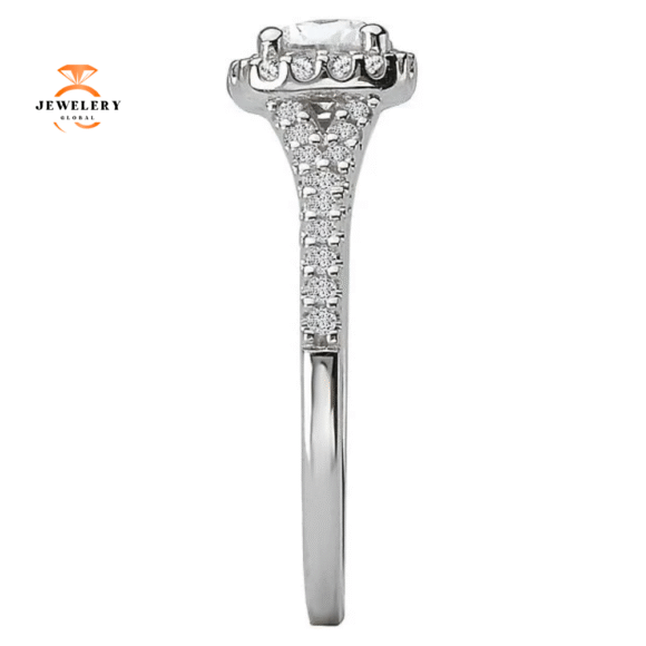 14KT GOLD 3/8 CTW DIAMOND CUSHION HALO SETTING FOR 1 CT CUSHION - Image 2