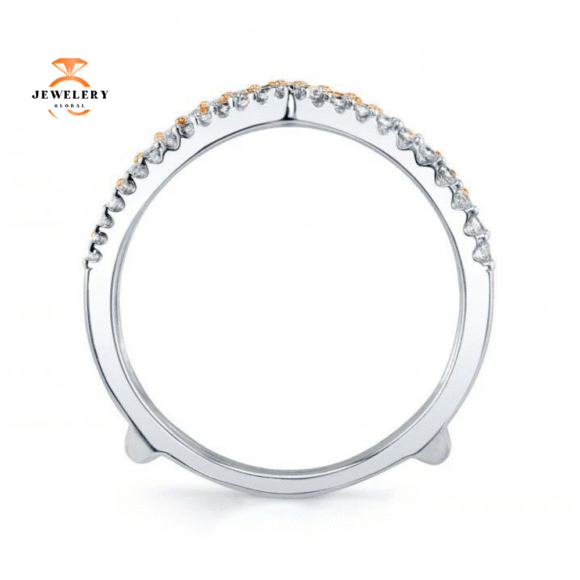 14KT GOLD 5/8 CTW DIAMOND DOUBLE V INSET BAND - Image 3