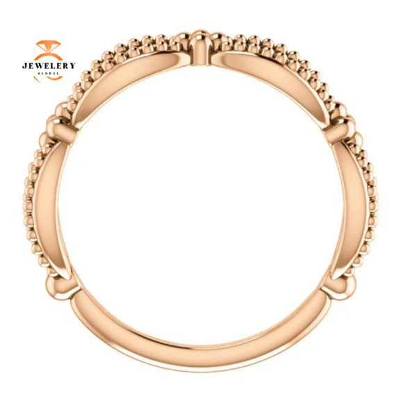 14KT GOLD BEADED STACKABLE TWIST RING - Image 2