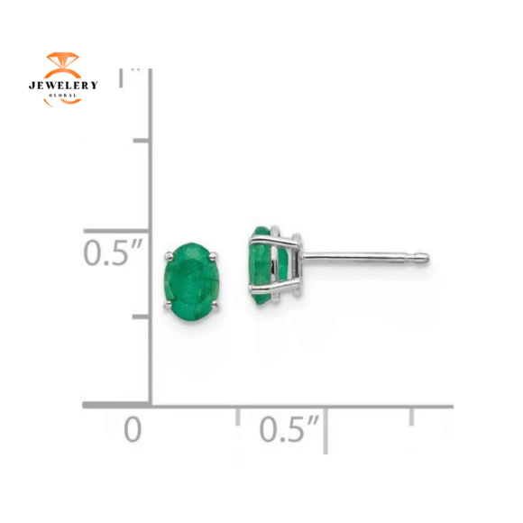 14KT GOLD OVAL EMERALD EARRINGS - Image 2