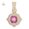 14KT ROSE GOLD BABY PINK TOPAZ & 1/6 CTW DIAMOND VINTAGE HALO PENDANT