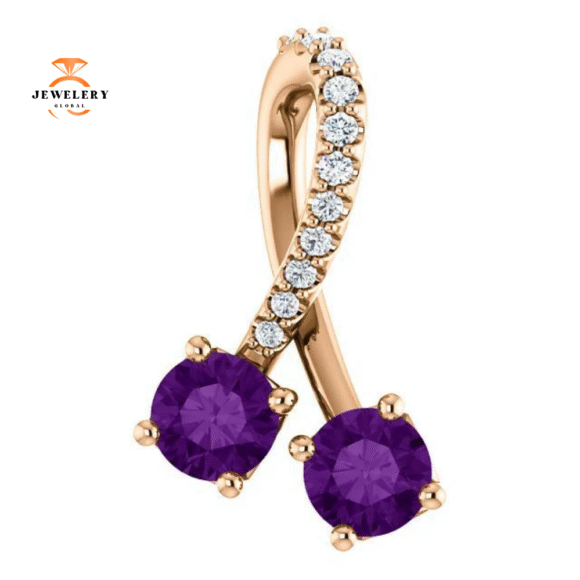 14KT GOLD 0.40 CTW AMETHYST & 0.05 CTW DIAMOND PENDANT - Image 7