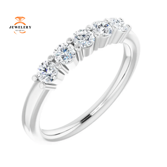 14KT Gold 1/2 CTW Round Diamond 5 Stone Band - Image 5