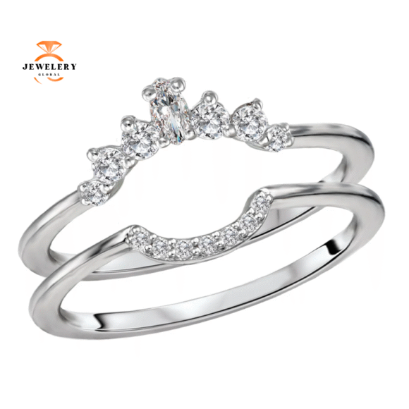 14KT Gold 1/4 CTW Diamond Curved Nesting Band