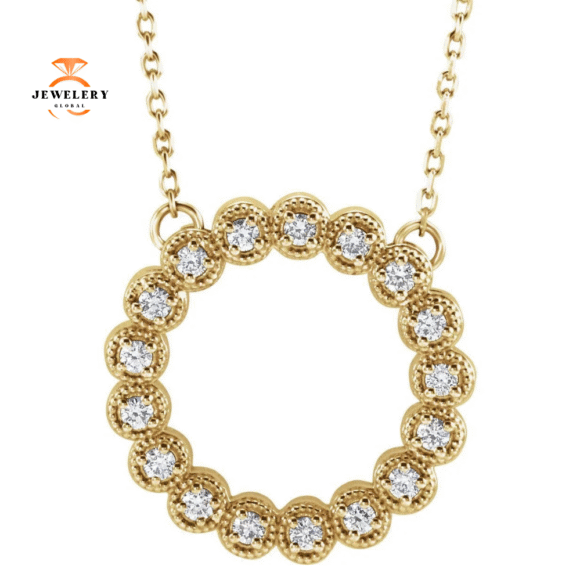 14KT GOLD 1/4CTW ROUND DIAMOND CIRCLE NECKLACE - Image 2